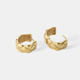 Crush Quilted 18K Gold Plated Earrings in Medium
