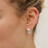 Crush Quilted Sterling Silver Plated Earrings in Medium