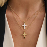 Cross Pearl 18K Gold Plated Necklace