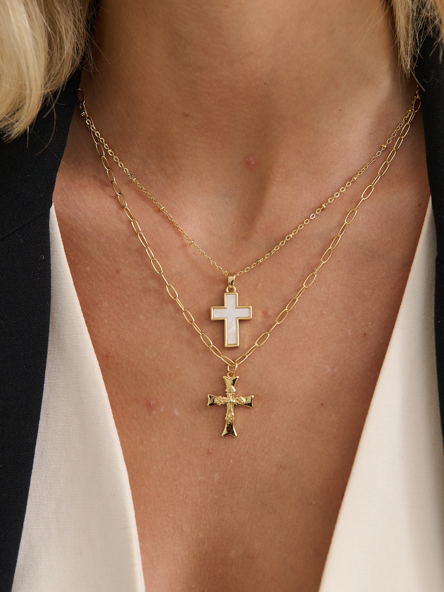 Cross Pearl 18K Gold Plated Necklace