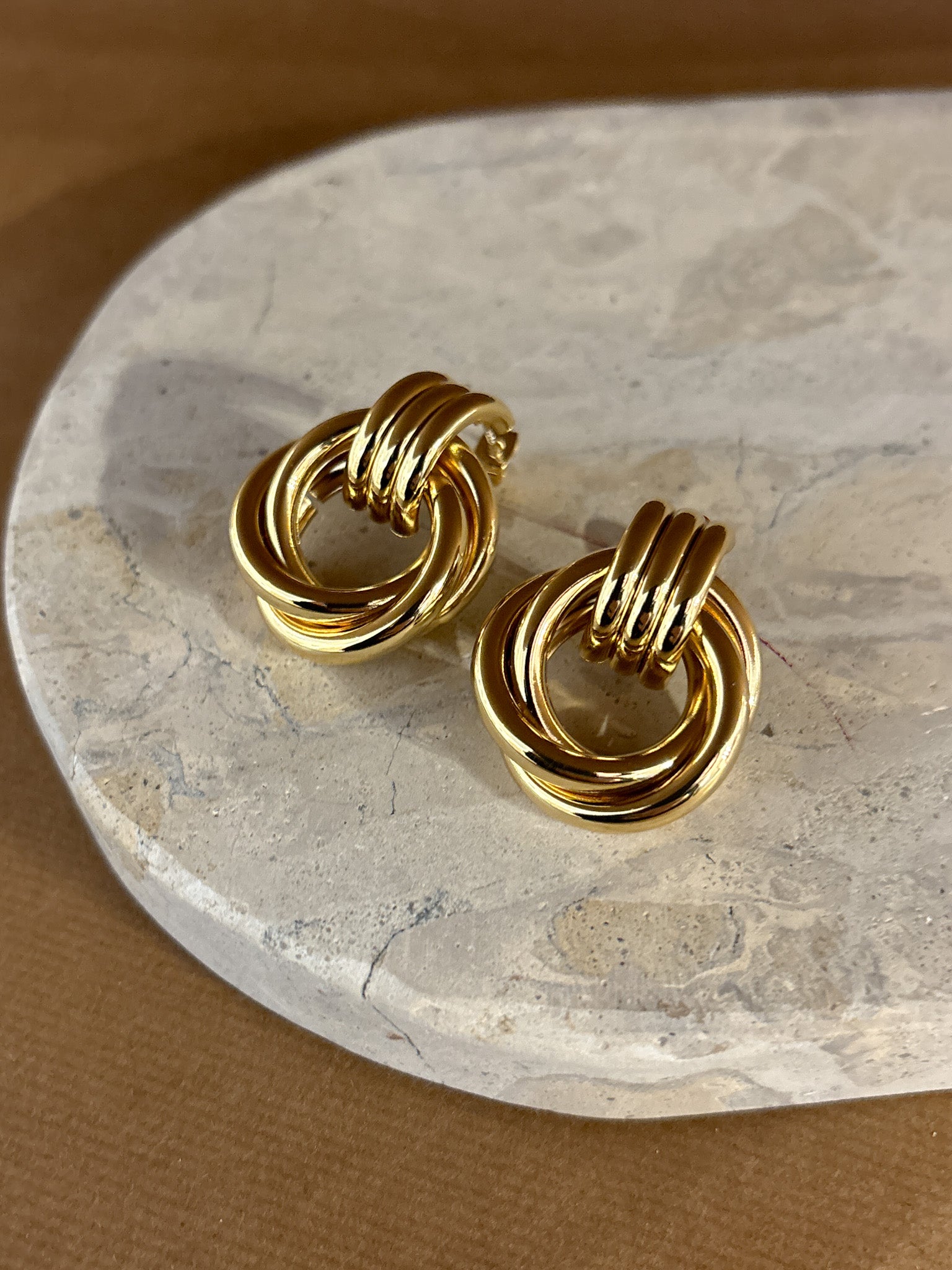 Large Knotted 18K Gold Plated Earrings