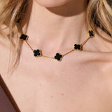 Charlotte 18K Gold Plated Necklace in Black