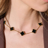 Charlotte 18K Gold Plated Necklace in Black
