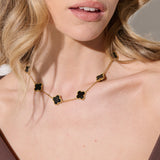 Charlotte 18K Gold Plated Necklace in Black