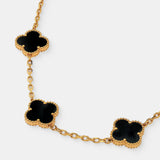 Charlotte 18K Gold Plated Necklace in Black