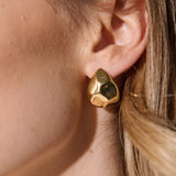Hammered Droplet 18K Gold Plated Earrings