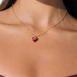 Jules Heart Red 18K Gold Plated Necklace