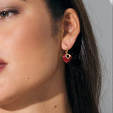 Jules Heart Red 18K Gold Plated Earrings