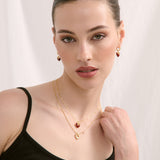 Jules Heart Red 18K Gold Plated Earrings