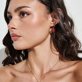 Jules Heart 18K Gold Plated Earrings in Red