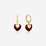 Jules Heart Red 18K Gold Plated Earrings