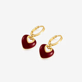 Jules Heart Red 18K Gold Plated Earrings