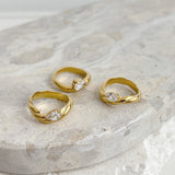 Elodie Oval Crystal 18K Gold Plated Ring (3sizes)