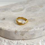 Elodie Oval Crystal 18K Gold Plated Ring (3sizes)