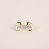 Soleil Oval Crystal 18K Gold Plated Stud Earrings