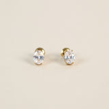 Soleil Oval Crystal 18K Gold Plated Stud Earrings