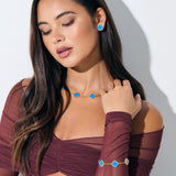 Charlotte 18K Gold Plated Necklace in Blue