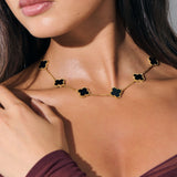Charlotte 18K Gold Plated Necklace in Black