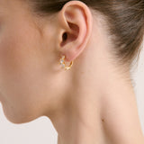 Birch Crystal 18K Gold Plated Huggie Earrings