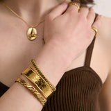 Pebble Cuff 18k Coated Gold Bangle