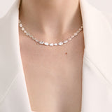 Hammered Plate Sterling Silver Plated Necklace