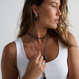Obsidian Chrome Drop Earrings