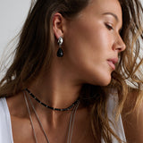 Obsidian Chrome Drop Earrings