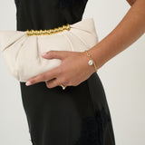 Aura Gathered Clutch Bag in Cream