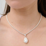 Organic Pearl Sterling Silver Plated Pendant Necklace