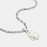 Organic Pearl Sterling Silver Plated Pendant Necklace