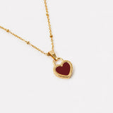 Valentina Reversible Heart Necklace in Red & White