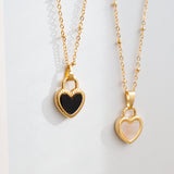 Valentina Reversible Heart Necklace in Black & White