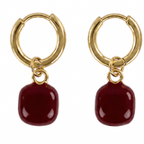 Marla 18K Gold Plated Enamel Drop Earrings in Red