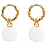 Marla 18K Gold Plated Enamel Drop Earrings in White