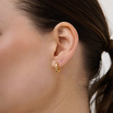 Solis 18K Gold Plated Bezel Huggie Earrings