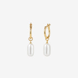 Square Pearl Hoop Earrings