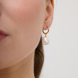 Square Pearl Hoop Earrings