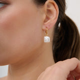 Square Pearl Hoop Earrings