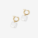 Square Pearl Hoop Earrings