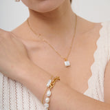 Square Pearl Pendant Necklace