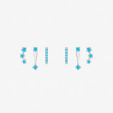 Cerulean Silver Plated Stacker Earring Set