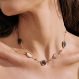 Via Resin Charm Station Necklace in Black & White