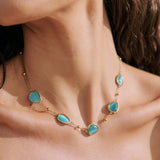 Via Resin Charm Station Necklace in Blue