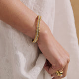 Lusine Hammered Rhinestone Cuff Bangle