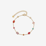 Rosy Glass Crystal Bezel Station Bracelet