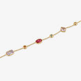 Rosy Glass Crystal Bezel Station Bracelet