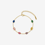 Rainbow Glass Crystal Bezel Station Bracelet