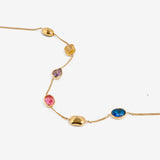 Rainbow Glass Crystal Bezel Station Bracelet