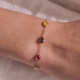 Rainbow Glass Crystal Bezel Station Bracelet