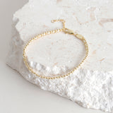 Thread 18K Gold Plated Beaded Bracelet in Beige